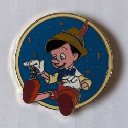 65024 - Pinocchio Sitting with Jiminy Cricket - Blue and Yellow Star Circle - Disney Store UK