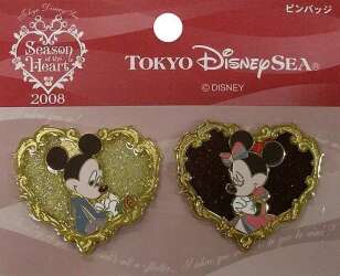 65678 - Season of the Heart 2008 - Mickey & Minnie Mouse - 2 Pin Set - Tokyo Disneyland Resort