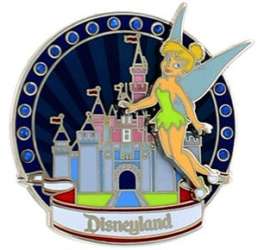 67793 - Tinker Bell with Sleeping Beauty Castle in Jeweled Frame - Disneyland Resort