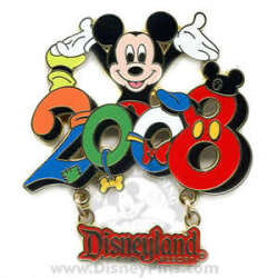 70724 - 2008 Dated Year Pins - Mickey Mouse Dangle - Disneyland - Disneyland Resort