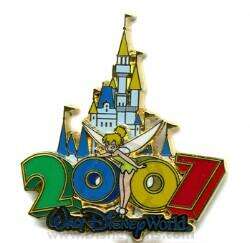 72592 - 2007 Dated Year Pins - Cinderella Castle - Tinker Bell - Walt Disney World