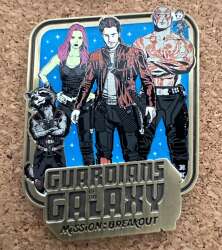 74987 - Guardians of the Galaxy Mission: Breakout - Rocket, Gamora, Starlord, Drax and Groot in a Blue Parallelogram