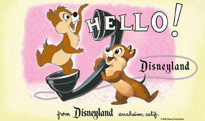 79243 - Dateline: Disneyland 1955 - Art Corner Postcard Collection - Chip and Dale with Telephone (Hello from Disneyland!) - Disneyland Resort alternate image