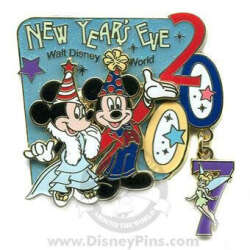 86974 - New Year's Eve/Day - Mickey, Minnie & Tinker Bell New Year's Eve Pin - Walt Disney World