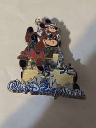 Mickey and Reindeer flying over castle