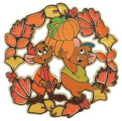 87798 - Disney Pins Blog (DPB) Exclusives - Jaq and Gus Autumn Wreath Stained Glass - Disney Licensed