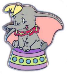 89254 - Dumbo - Sitting on a Puprle and Green Circus Podium - Disney Store US