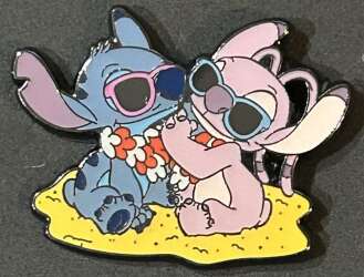 Stitch and Angel wearing leis