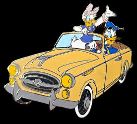 Donald & Daisy in a Yellow Car