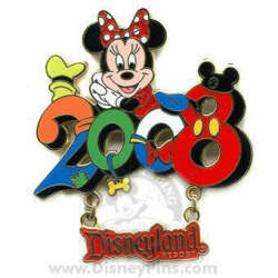 94960 - 2008 Dated Year Pins - Minnie 2008 Dangle, Disneyland - Disneyland Resort