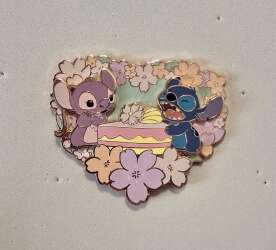 95385 - Pink A La Mode (PALM) - Cherry Blossoms - Disney Cherry Blossom Series Stitch and Angel Collectible Jumbo Pin on Pin Special Edition 400 - Disney Licensed alternate image