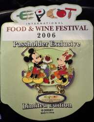 96681 - EPCOT International Food & Wine Festival 2006 - Mickey & Minnie (Dangle) - Passholder Exclusive - Walt Disney World alternate image