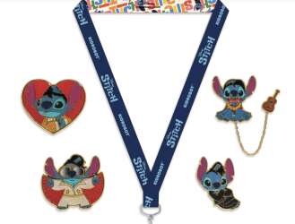 98064 - KidRobot Elvis Stitch Deluxe Pin & Lanyard Set - Stitch as Blue Hawai'i Elvis - Disney Licensed alternate image