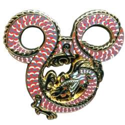 98187 - Fire Breathing Dragons - Mickey Icons - Hong Kong Project Team - Red on Gold - Walt Disney Imagineering alternate image