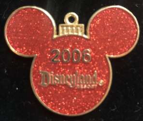 98556 - Christmas 2006 - Disneyland 2006 - Red Glitter Mickey Icon Ornament - Disneyland Resort