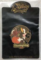 99797 - Thanksgiving 2003 - Pilgrim Mickey Holding a Pumkin with a Turkey - Disney Auctions