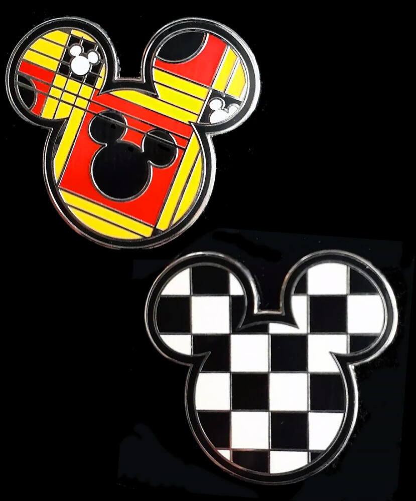 102568 - Patterned and Checkerboard Mickey Icon 2 Pin Set