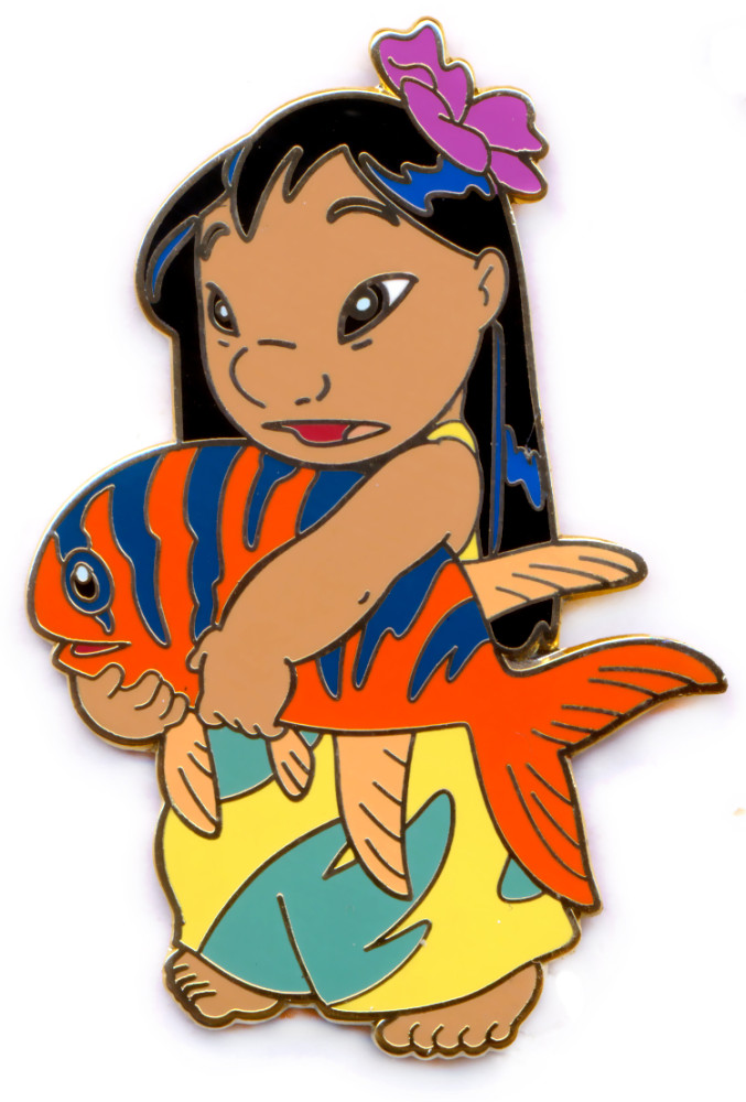 48587 Lilo holding an Oange and Blue Striped Fish Lilo & Stitch Walt Disney World Disney Pin