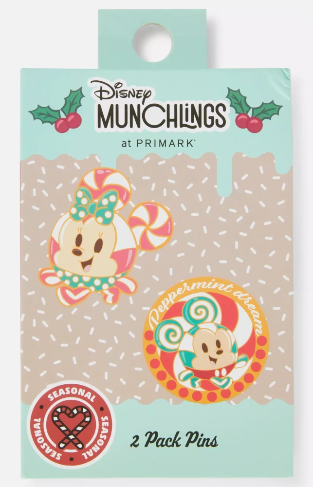68201 2pk Disney's Munchlings Christmas Pins Mickey and Minnie