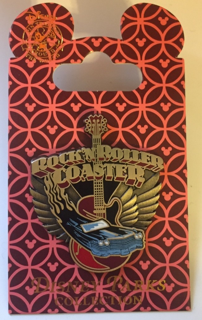 11681 Rock'N Roller Coaster Flaming Car and Guitar Pin Rock 'n