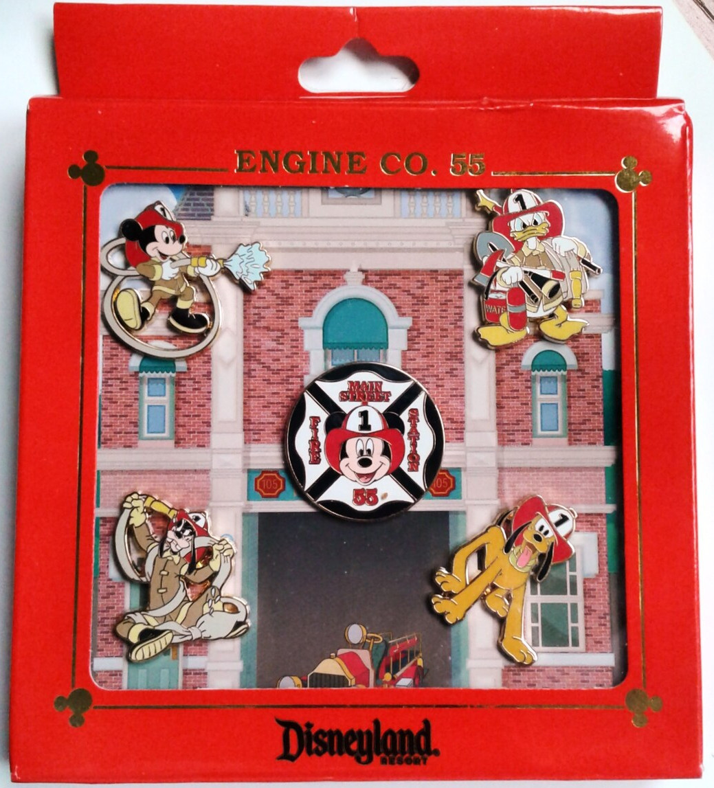 44427 5 Pin Set Main Street Fire Station 55 Boxed Set Disneyland